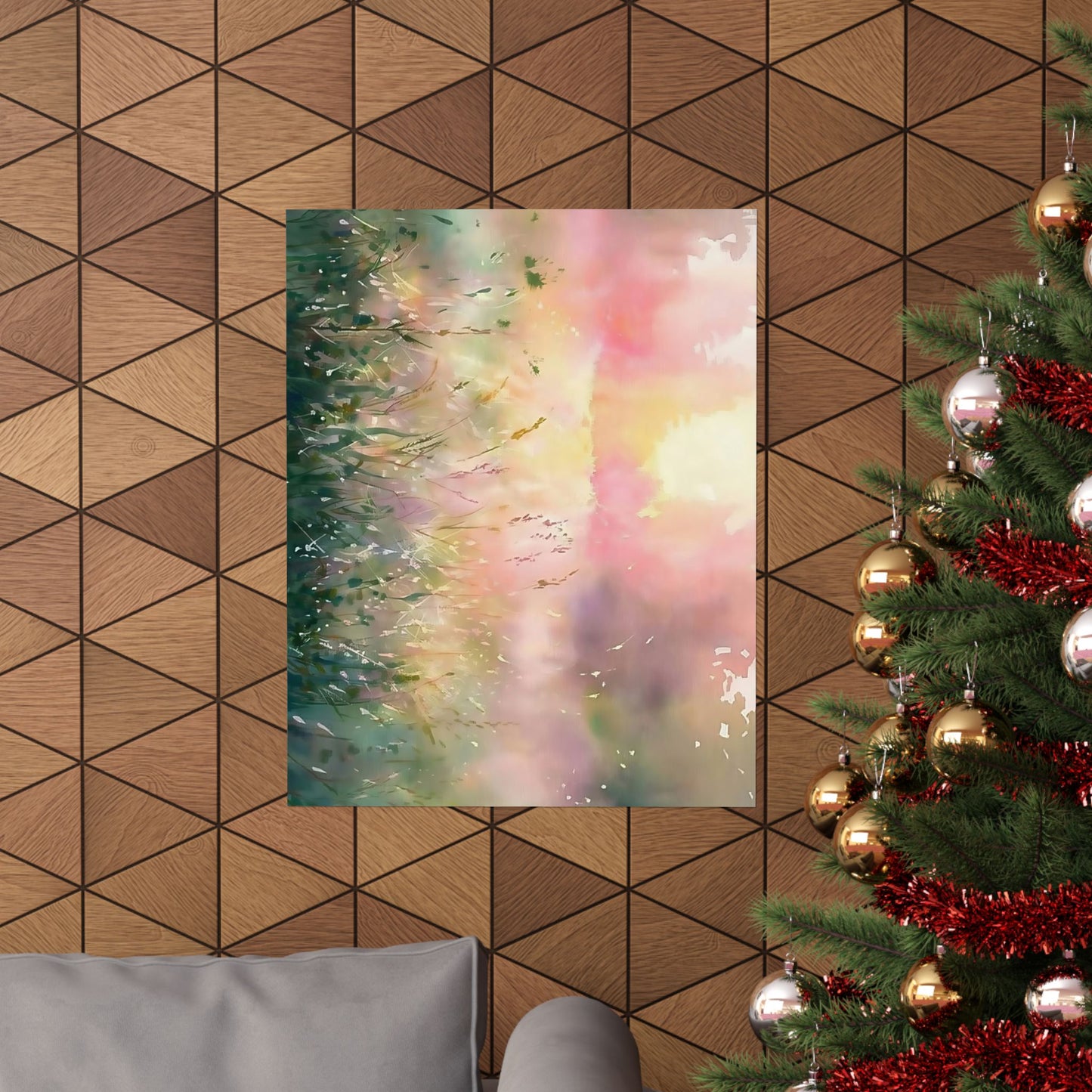 Dreamy Meadow Sunrise Watercolor Poster
