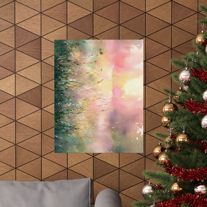 Dreamy Meadow Sunrise Watercolor Poster