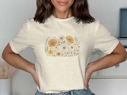 Floral Graphic Tee Shirt with Yellow Daisies product