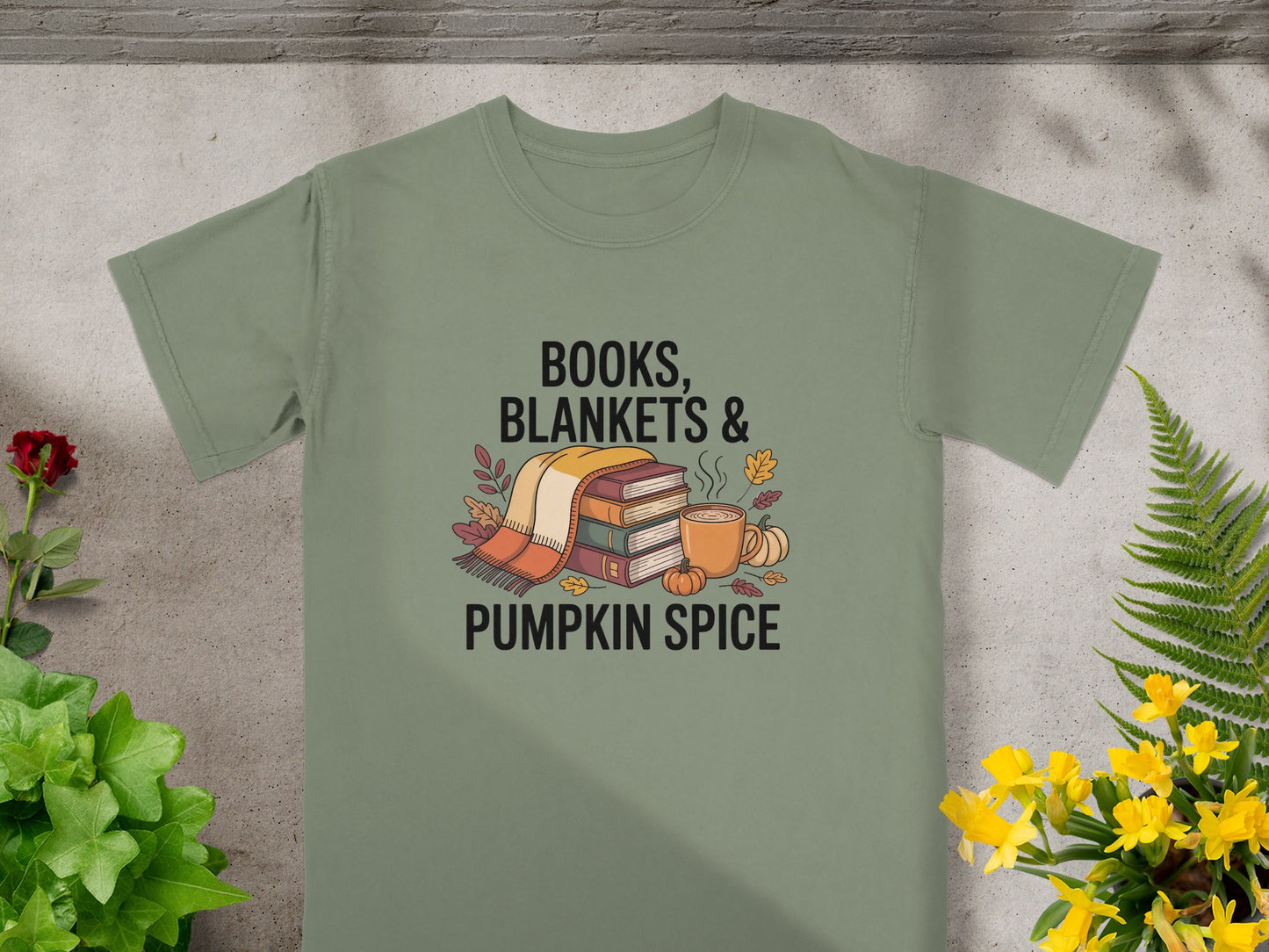 Cozy Books Blankets and Pumpkin Spice T-shirt product