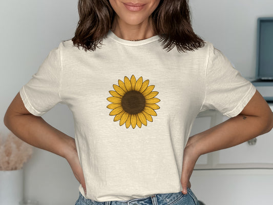 Stylish Sunflower Graphic White T-Shirt Fashion product