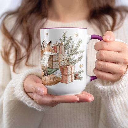 Festive Fox and Gifts Artwork for Holiday Mug