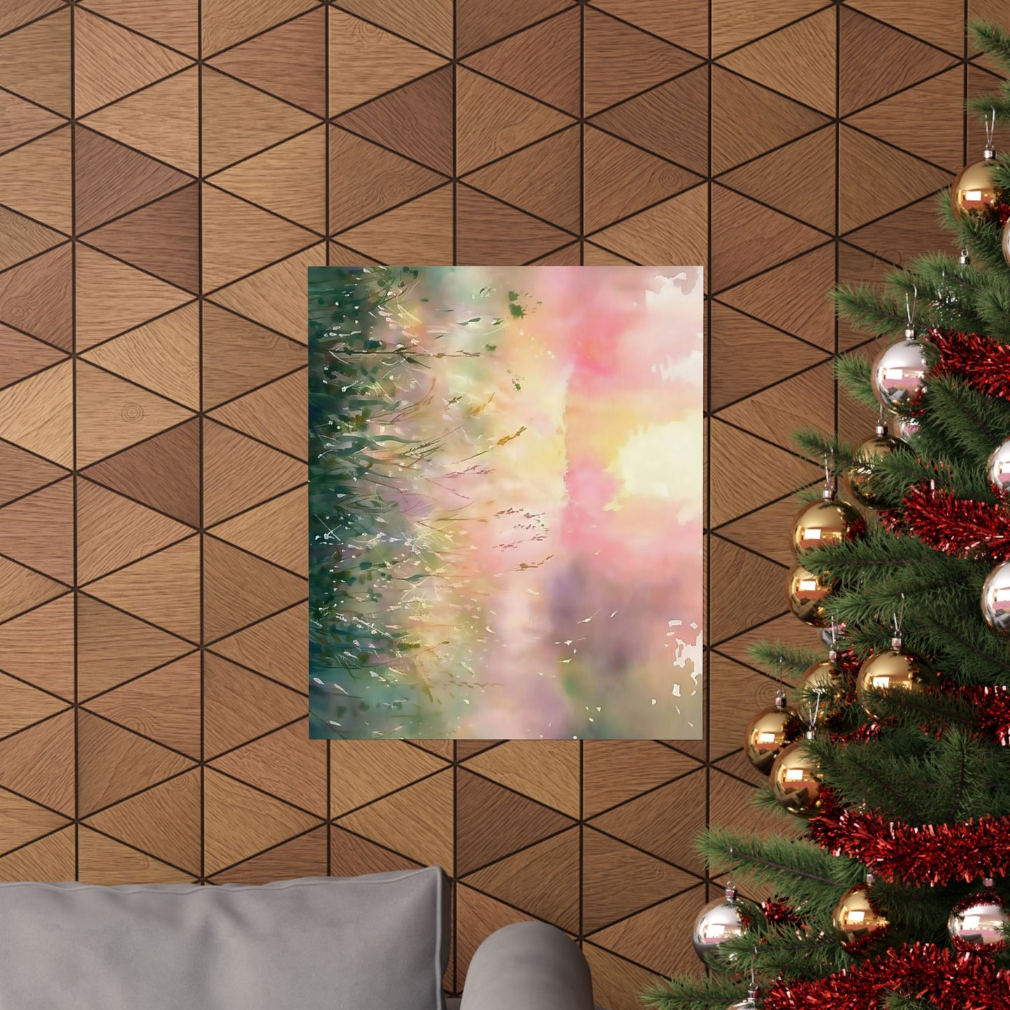 Dreamy Meadow Sunrise Watercolor Poster