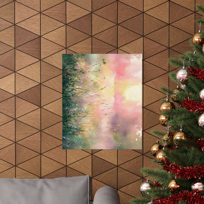 Dreamy Meadow Sunrise Watercolor Poster