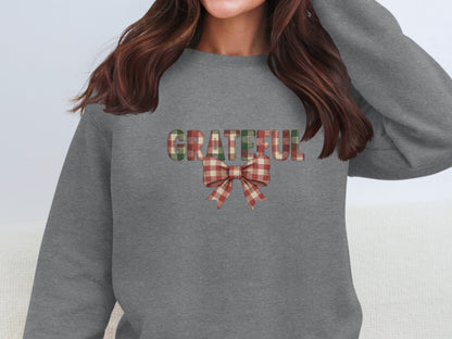 Grateful with Plaid Bow Casual Comfort Wear