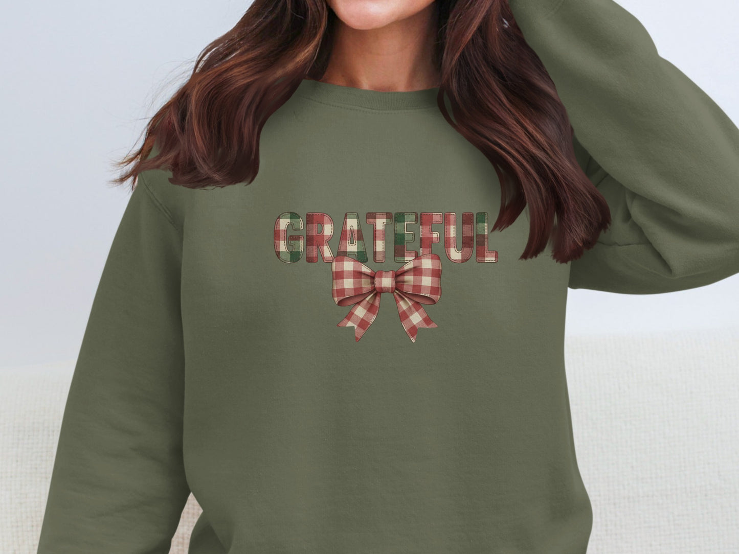 Grateful Plaid Bow Graphic Sweatshirt Product