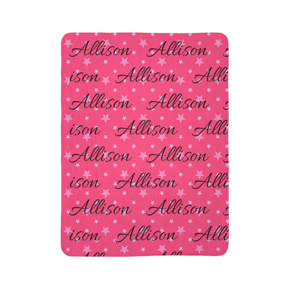 Custom Girls Name Plush Blanket | Pink Signature Pattern Sherpa