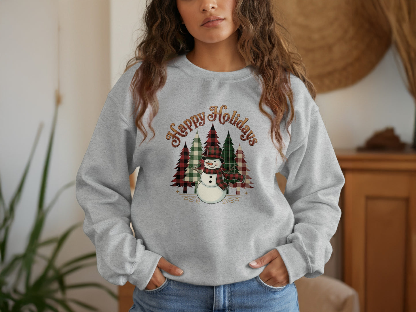 Cozy Happy Holidays Snowman Sweatshirt for Festive Look