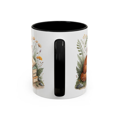 Floral Design Mug with Books and Plants Illustration