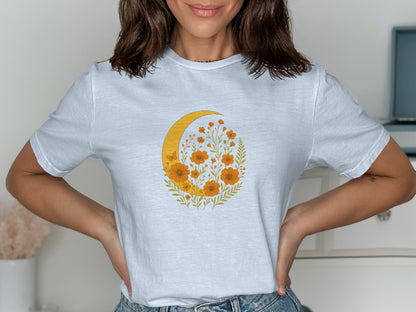 Floral Crescent Moon Graphic T-Shirt product