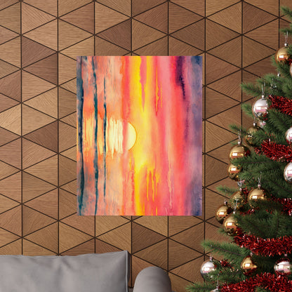 Ocean Sunset Watercolor Poster