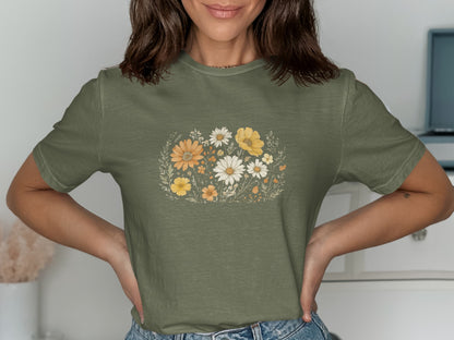 Floral Graphic Tee with Daisy Design Shirt product type