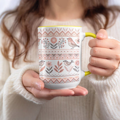 Beautifully Designed Bird and Floral Themed Mug