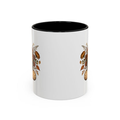 Rustic Floral Design with Black Interior Mug