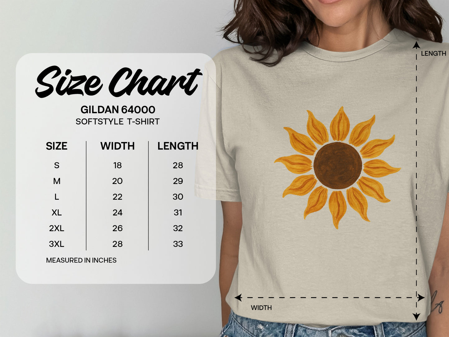 Sunflower Art Printed Gildan Softstyle T-Shirt product