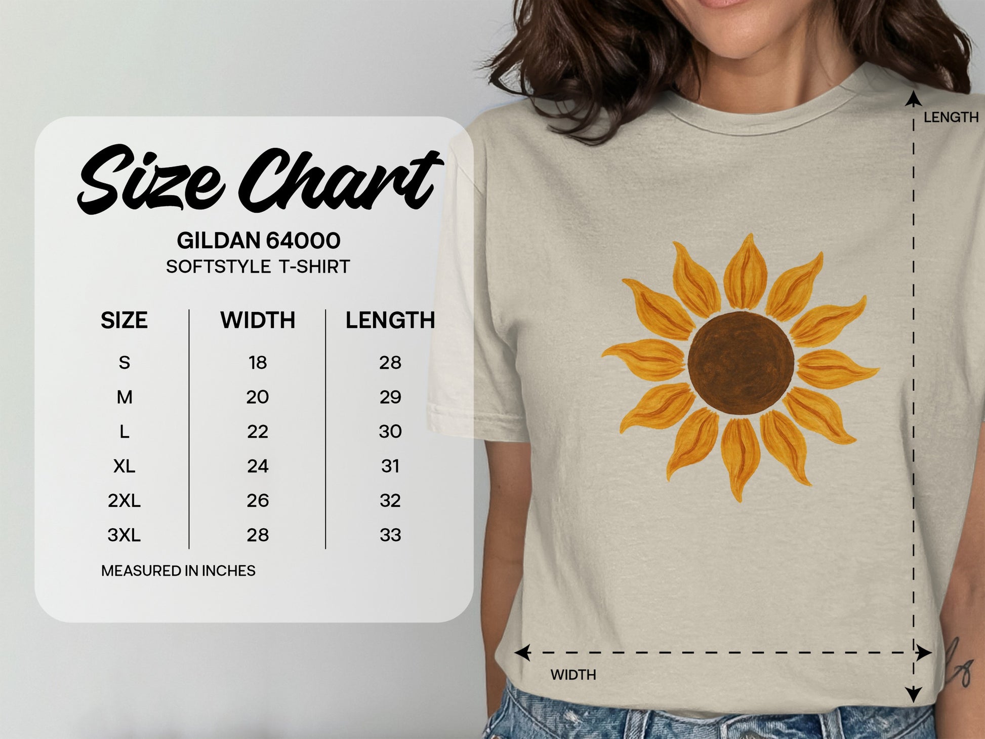 Sunflower Art Printed Gildan Softstyle T-Shirt product