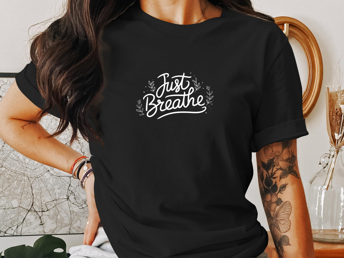 Just Breathe Black Graphic Tee product type