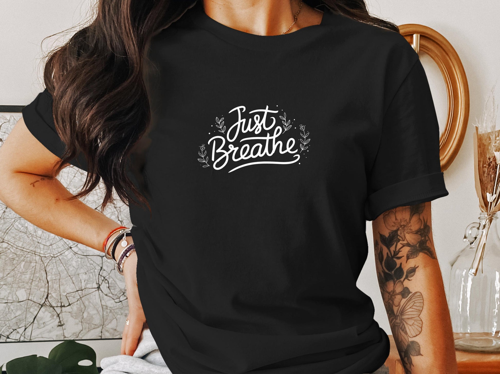 Just Breathe Black Graphic Tee product type