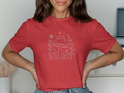 Whimsical Mushroom Graphic Red Short Sleeve product type