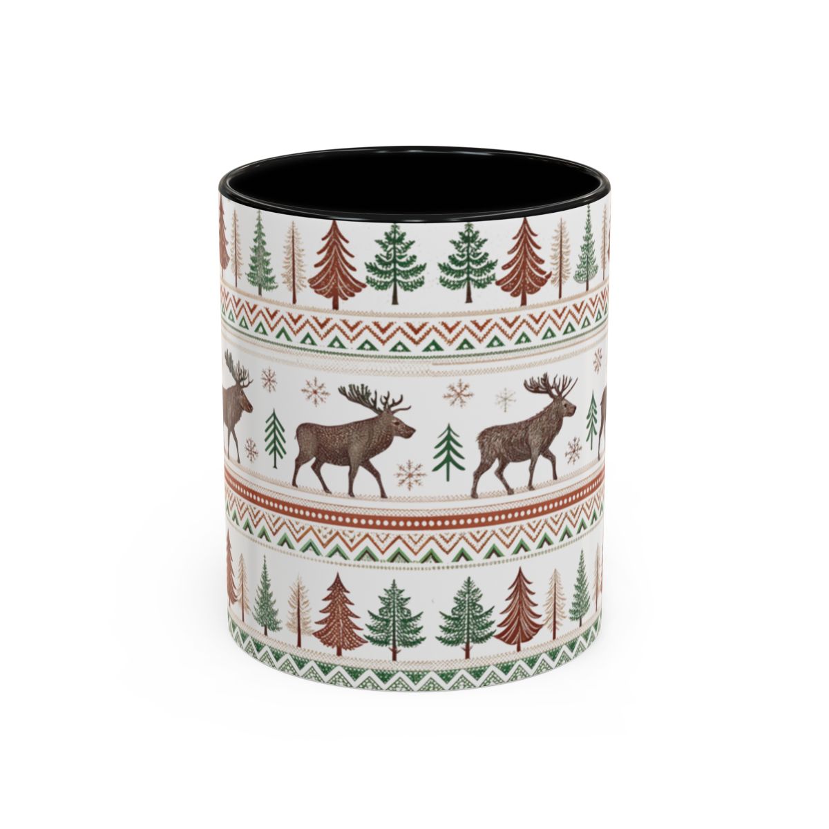 Festive Reindeer Forest Holiday Design Ceramic Mug
