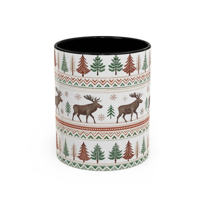 Festive Reindeer Forest Holiday Design Ceramic Mug