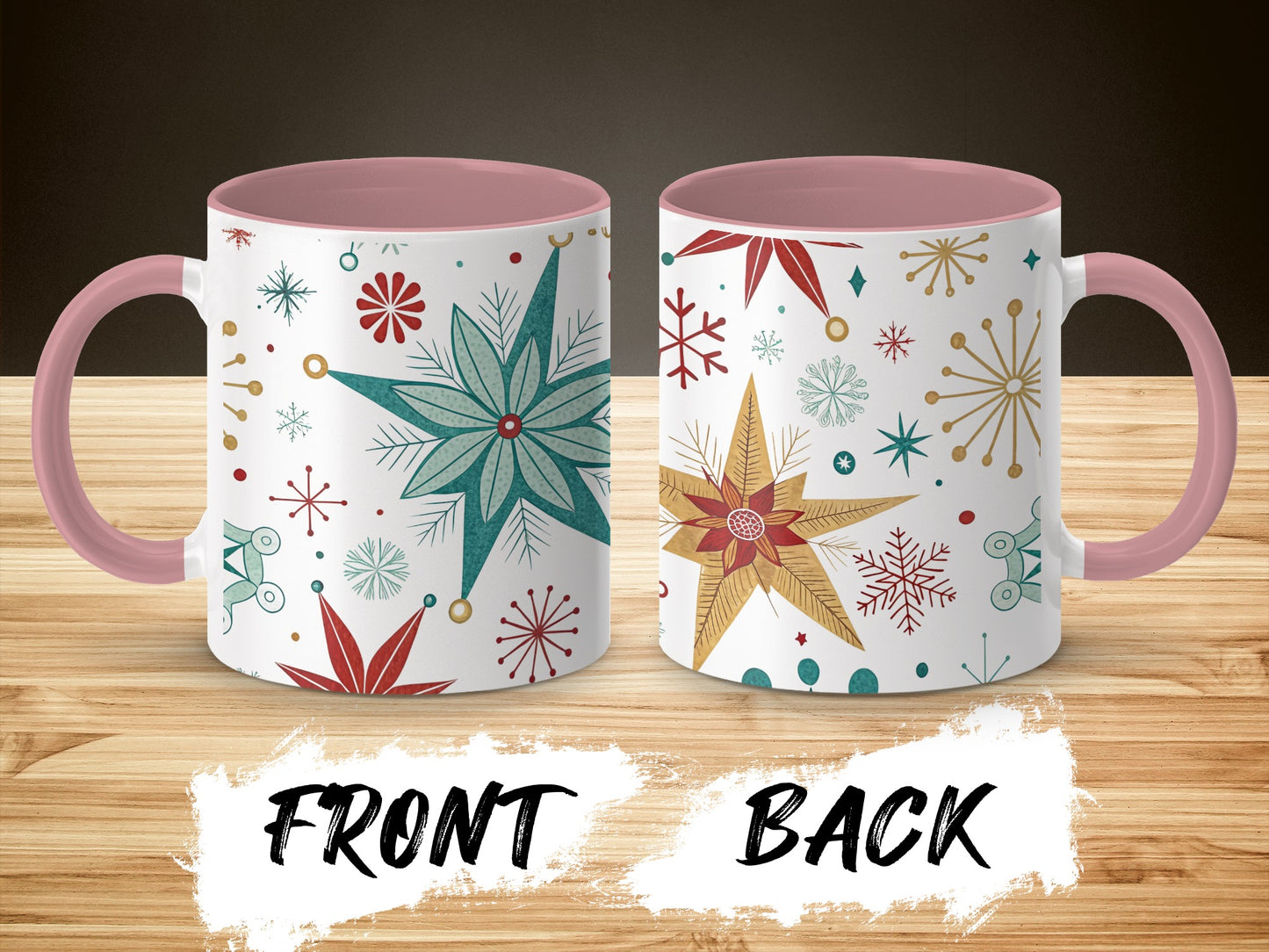 Colorful Snowflakes and Stars Festive Mug