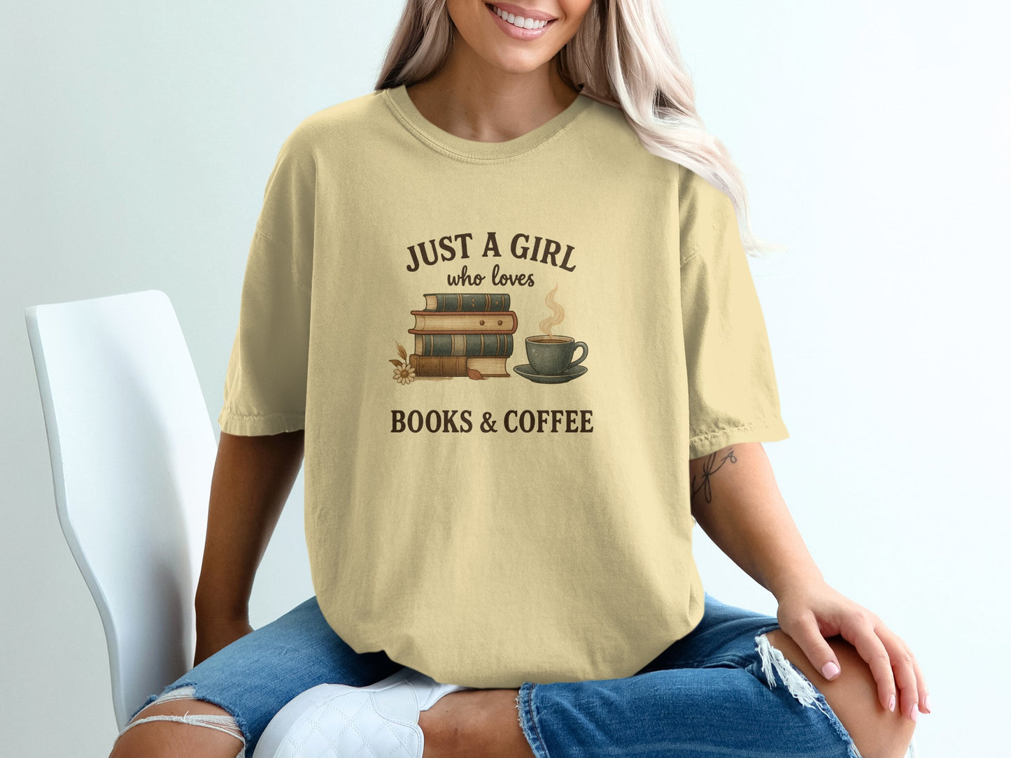 Just A Girl Who Loves Books and Coffee Shirt product type