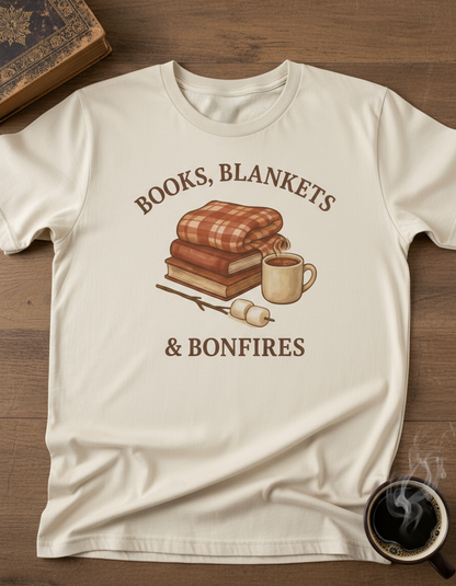 Books Blankets And Bonfires - Fall Book Lover T-Shirt