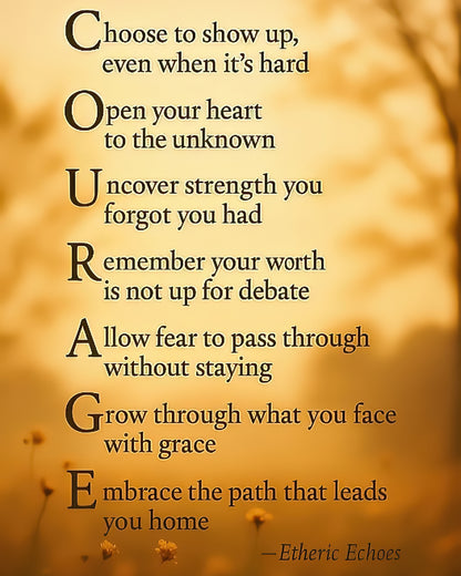 Courage Acrostic Poem Wall Art Digital Download