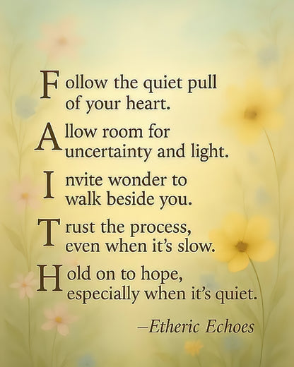 Faith Acrostic Poem Printable Wall Art Hope and Encouragement Digital Download