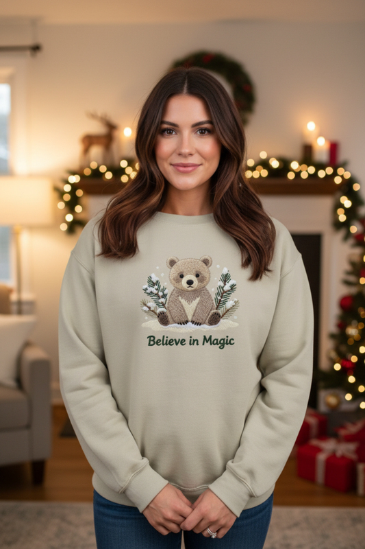 Cute Winter Bear Surrounded By Christmas Trees Sweatshirt