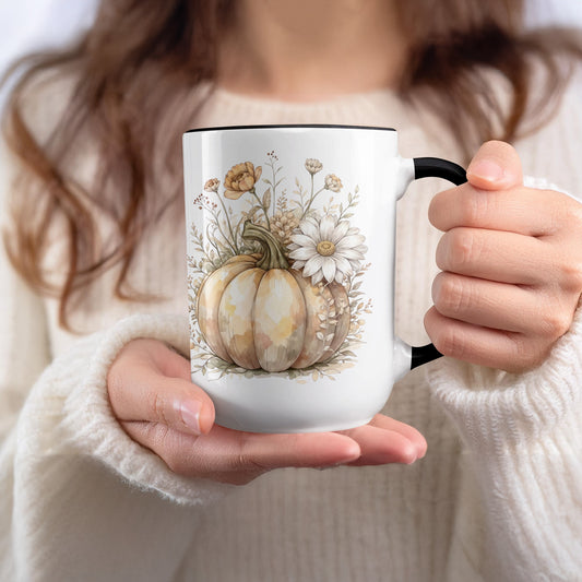 Autumn Pumpkin and Flower Design Coffee Mug product