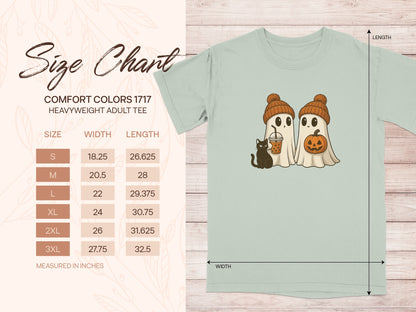 Cute Halloween Ghosts and Cat Graphic Tee Shirt product