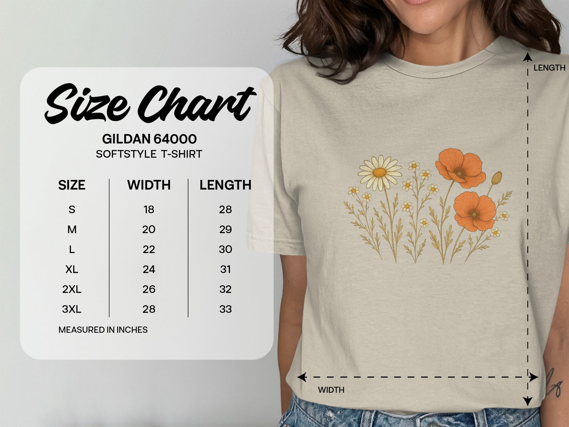 Floral Vintage Softstyle GILDAN 64000 Unisex T-Shirt product type