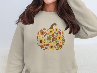 Floral Pumpkin Print Sweatshirt