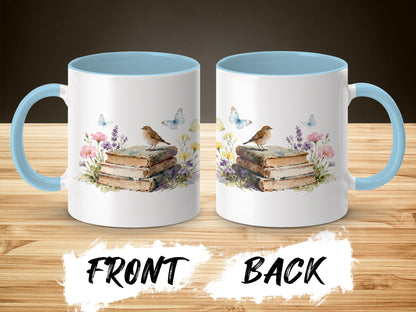 Vintage Book Lover Mug With Bird And Floral Design product type