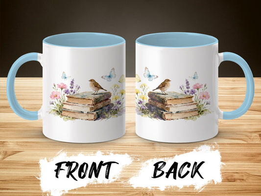 Vintage Book Lover Mug With Bird And Floral Design product type