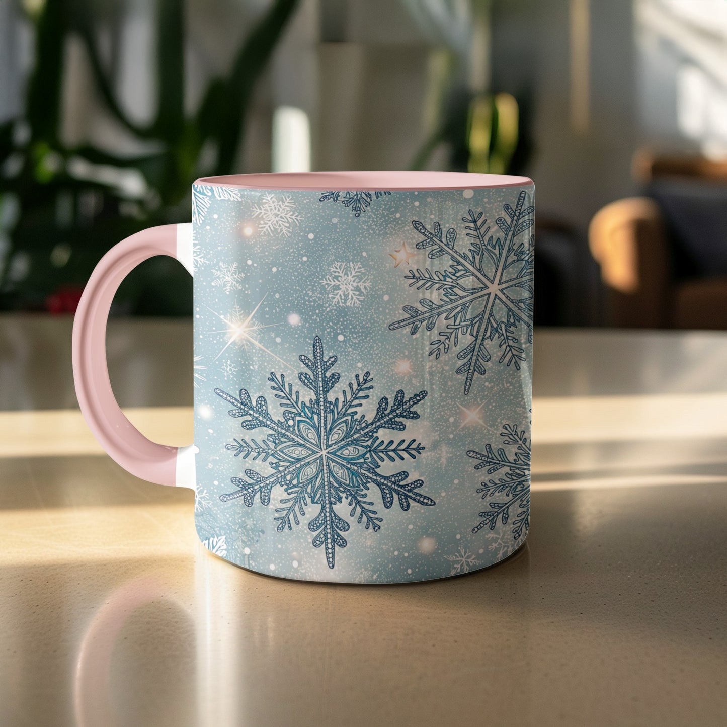 Festive snowflake design winter coffee mug product