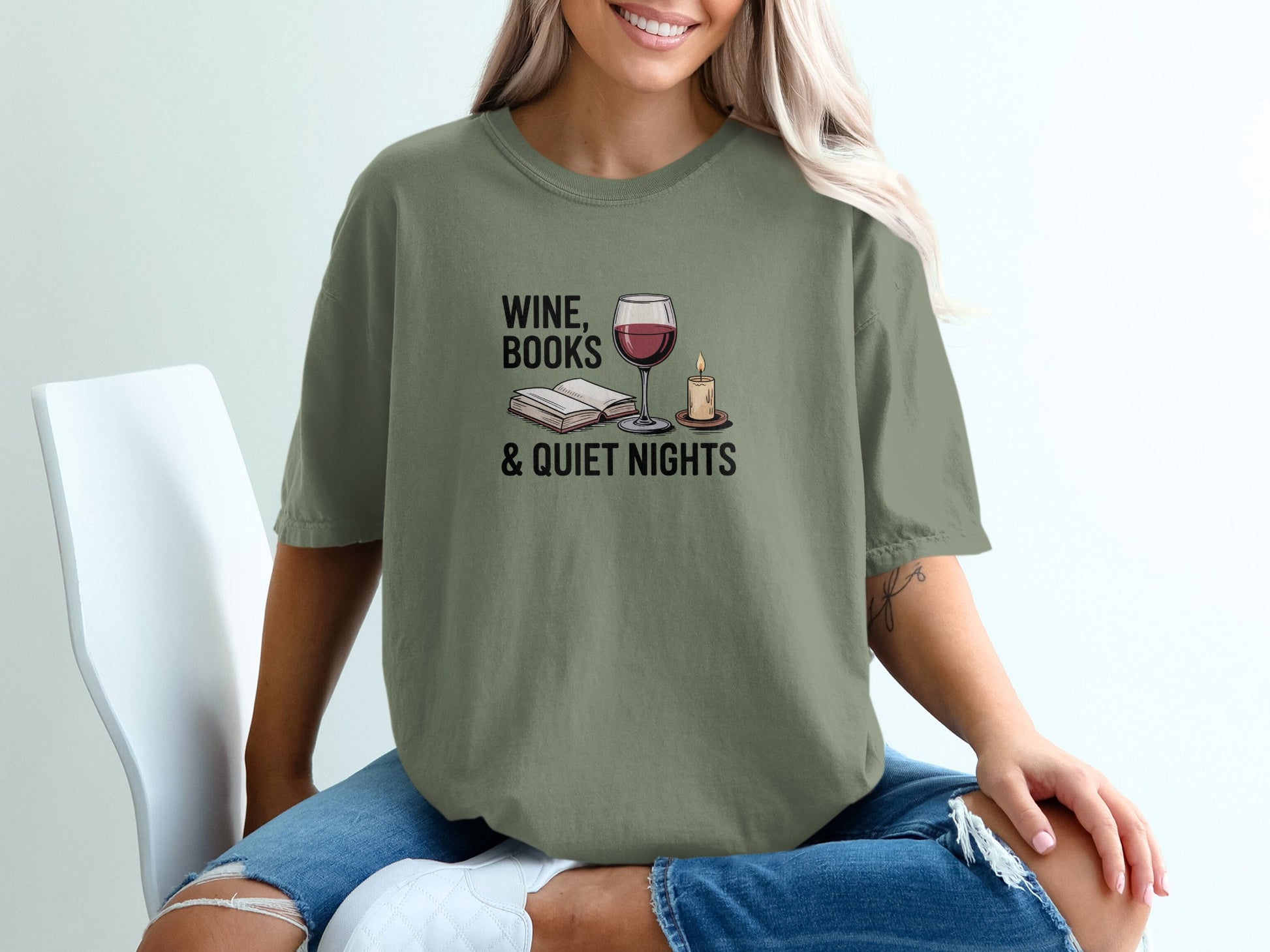 Wine Books and Quiet Nights Graphic Tee product