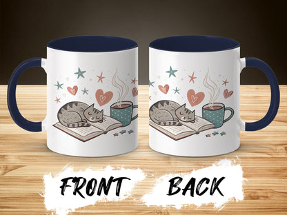 Cozy Cat with Coffee and Hearts Design Mug