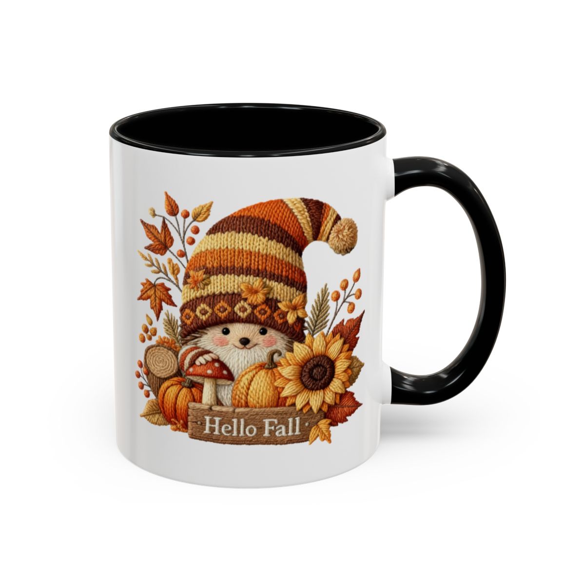 Hello Fall Gnome with Sunflowers Autumn Coffee Mug