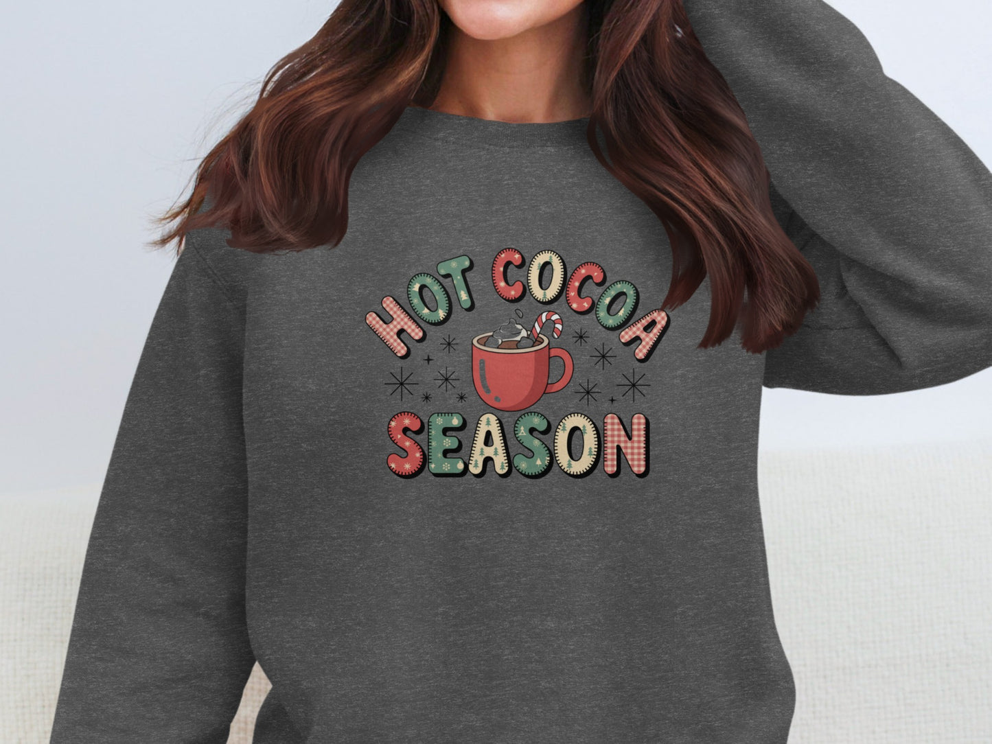 Cozy Hot Cocoa Season Decorated Graphic Sweatshirt
