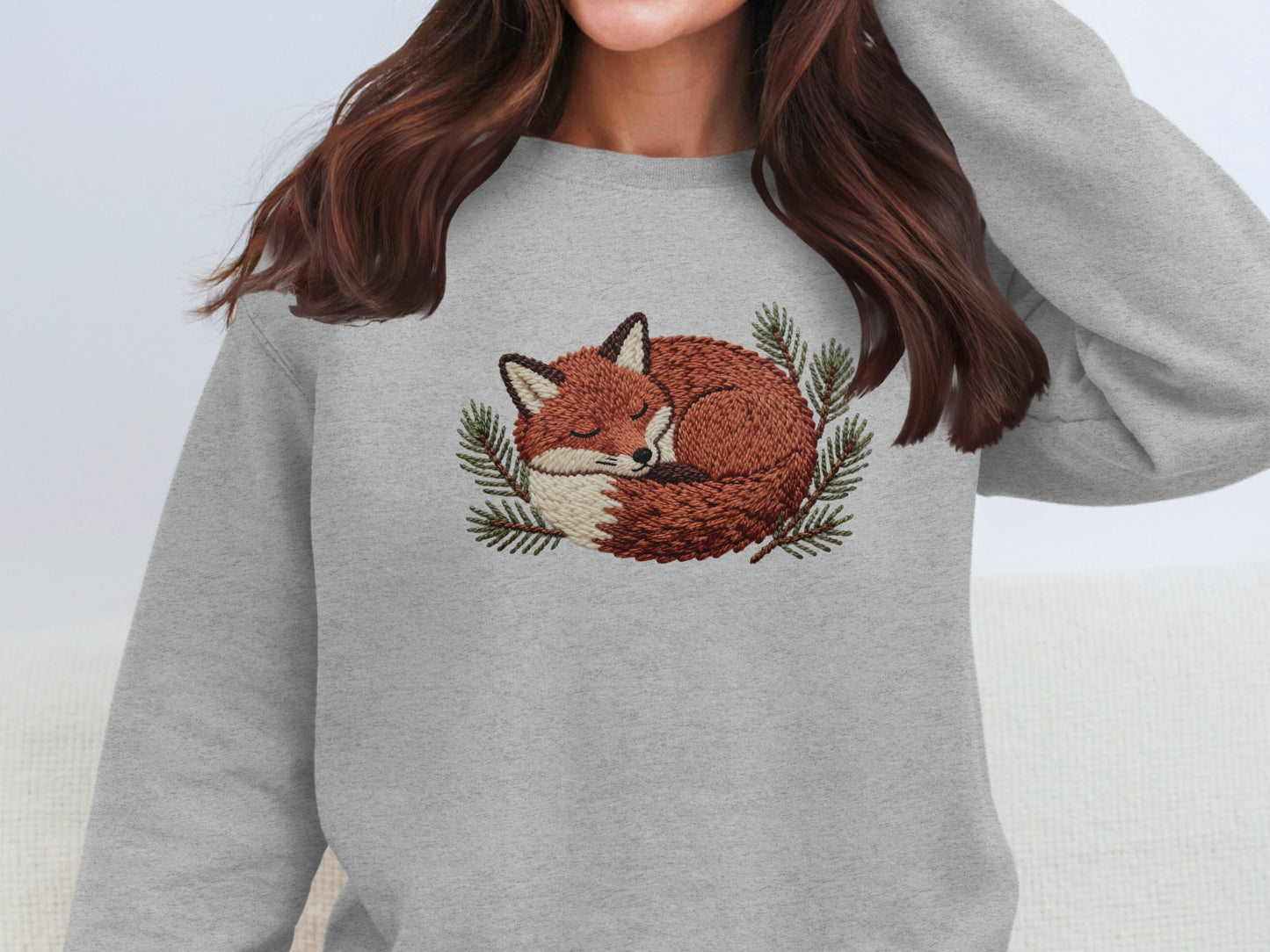 Cozy Sleeping Fox with Branches Design Sweatshirt