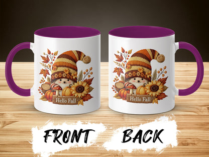 Autumn Hello Fall Gnome Coffee Mug with Seasonal Decor