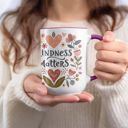 Kindness Matters Inspirational Mug with Heart Design