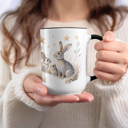 Cute Bunnies and Stars Mug Adorable Animal Design