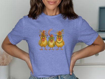 Funny Chickens Wearing Glasses Graphic T-shirt product