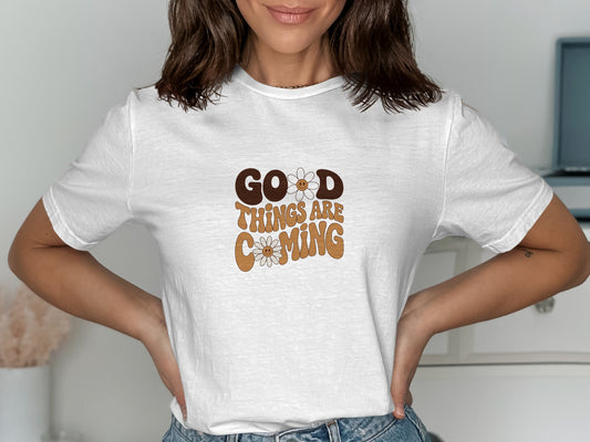 Good Things Are Coming White Graphic Tee product