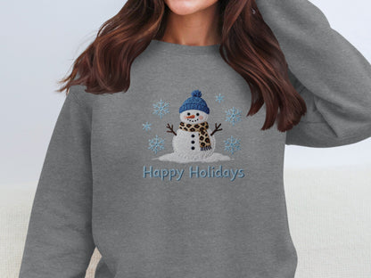 Happy Holidays Snowman Sweatshirt for Festive Cheer