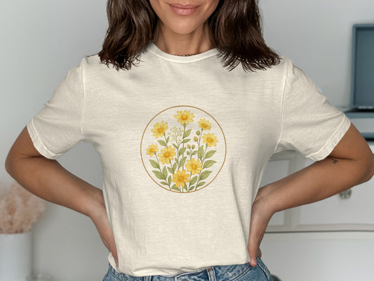 Cheerful Yellow Daisies Round Graphic T-shirt product type